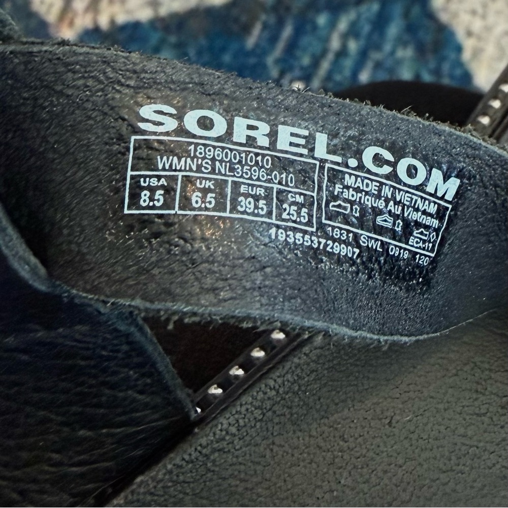 Sorel Black Cross-Strap Platform Studded Athleisure Sandals - Picture 11 of 14